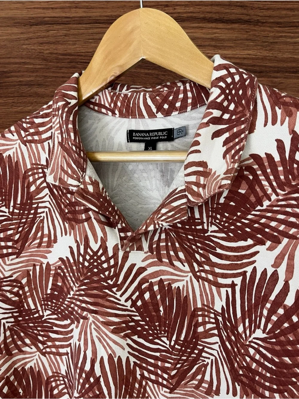 Banana Republic Performance Pique Tropical Palm Leaf Polo Size XL